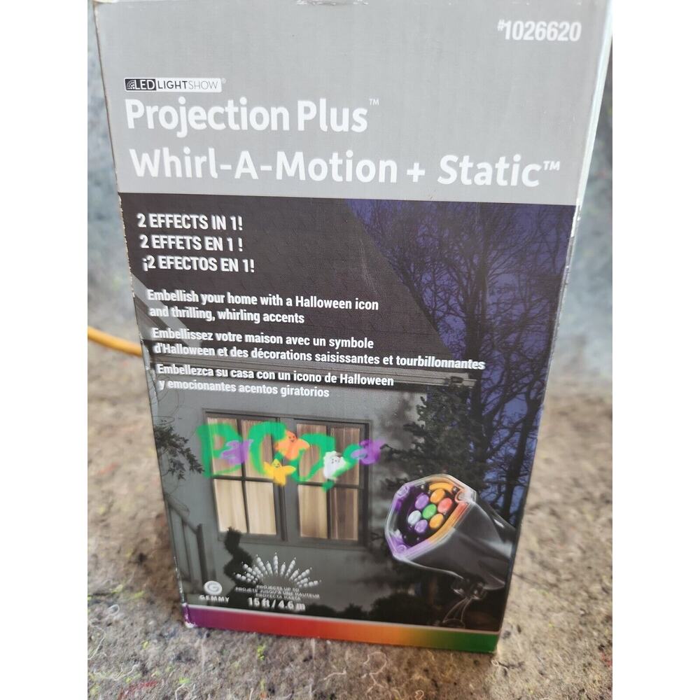 Halloween LED Light Projection Plus Whirl a Motion+Static Ghosts & Boo Gemmy NIB
